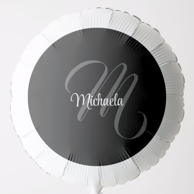 Minimalistic modern monogram initial name balloon (Front)