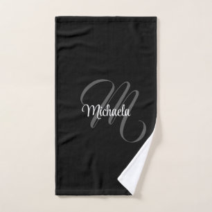 Minimalistic modern monogram initial name bath towel set