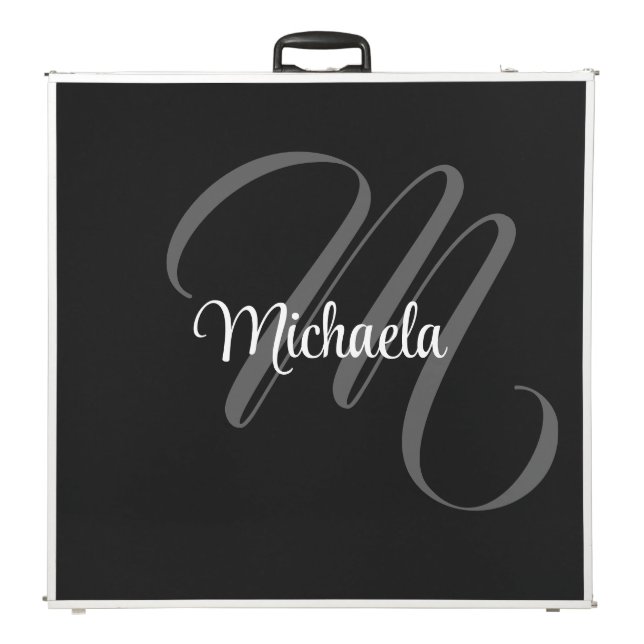 Minimalistic modern monogram initial name beer pong table (Folded)