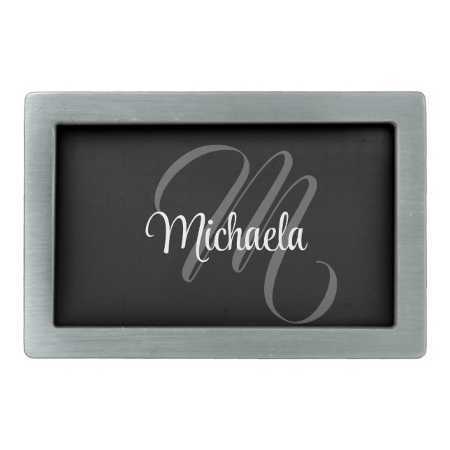 Minimalistic modern monogram initial name belt buckle (Front)