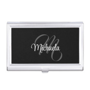 Minimalistic modern monogram initial name business card case