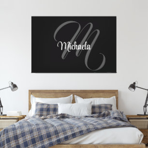 Minimalistic modern monogram initial name canvas print