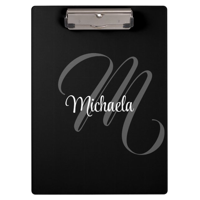 Minimalistic modern monogram initial name clipboard (Front)
