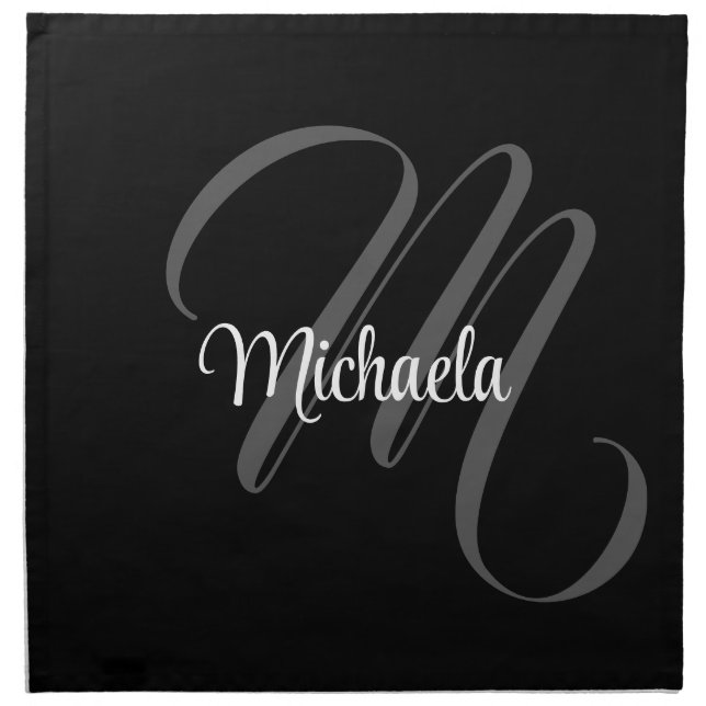 Minimalistic modern monogram initial name cloth napkin (Front)