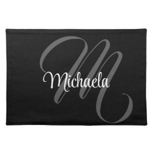 Minimalistic modern monogram initial name cloth placemat