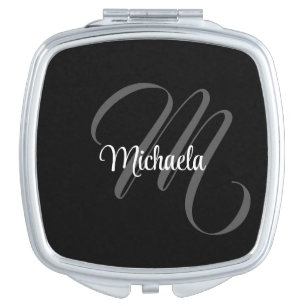 Minimalistic modern monogram initial name compact mirror