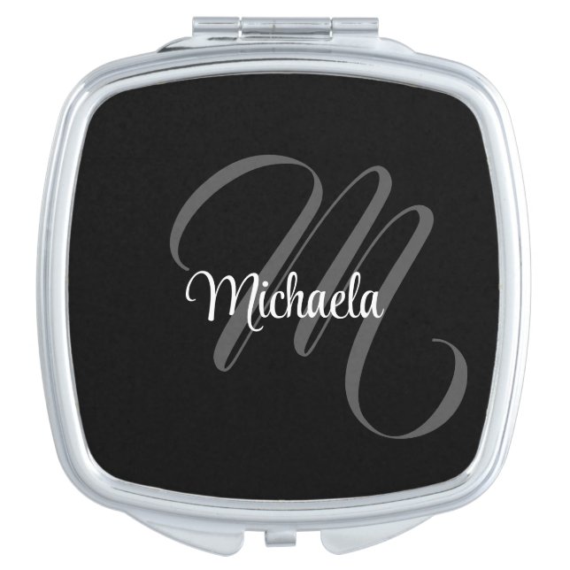 Minimalistic modern monogram initial name compact mirror (Front)