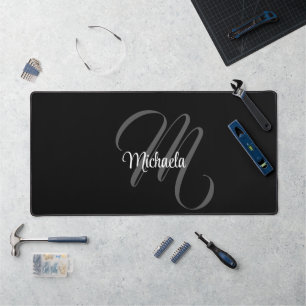 Minimalistic modern monogram initial name desk mat