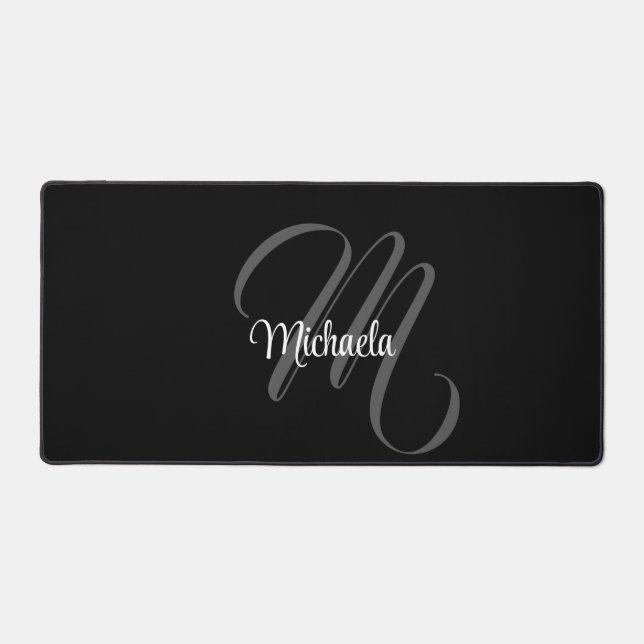 Minimalistic modern monogram initial name desk mat (Front)