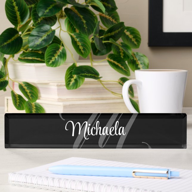 Minimalistic modern monogram initial name desk name plate