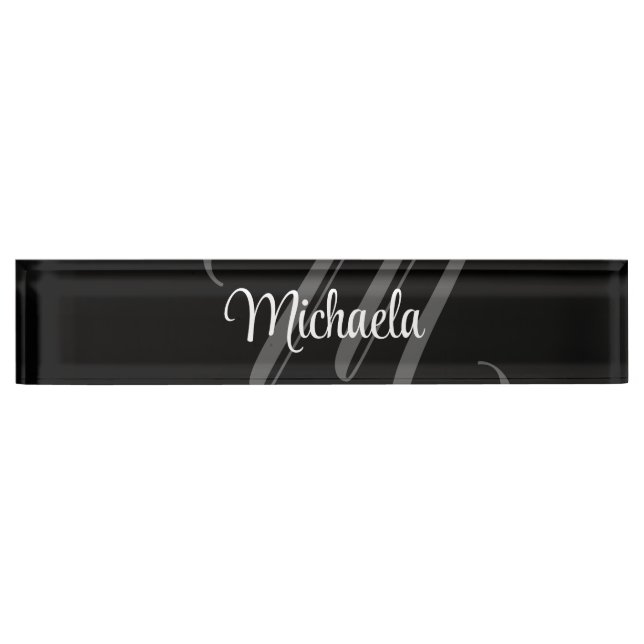 Minimalistic modern monogram initial name desk name plate (Front)
