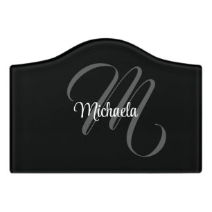 Minimalistic modern monogram initial name door sign