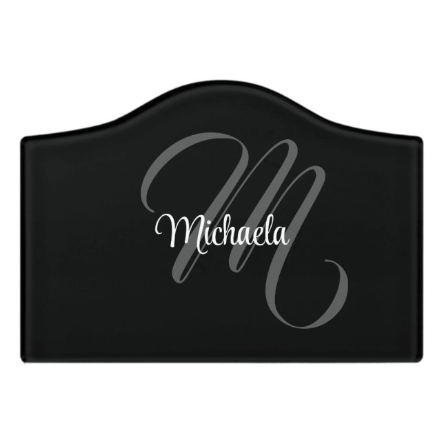 Minimalistic modern monogram initial name door sign (Small Crest Front)