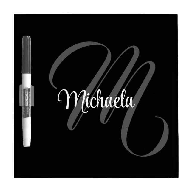 Minimalistic modern monogram initial name dry erase board (Front)