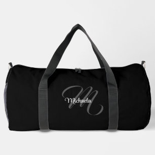 Minimalistic modern monogram initial name duffle bag