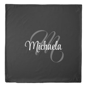 Minimalistic modern monogram initial name duvet cover
