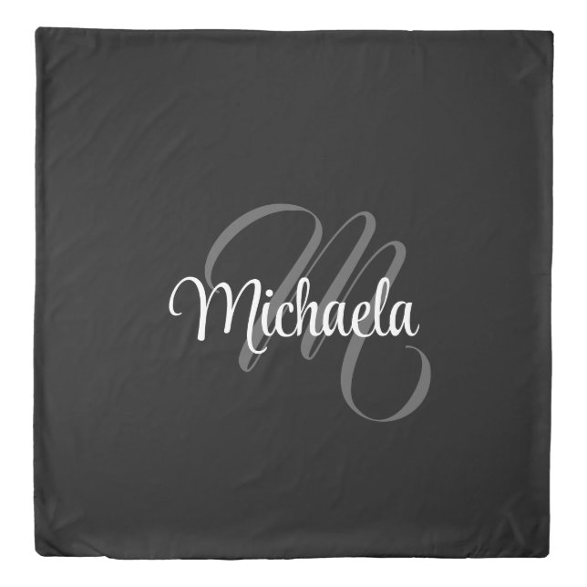 Minimalistic modern monogram initial name duvet cover (Front)