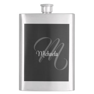 Minimalistic modern monogram initial name flask