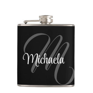 Minimalistic modern monogram initial name flask