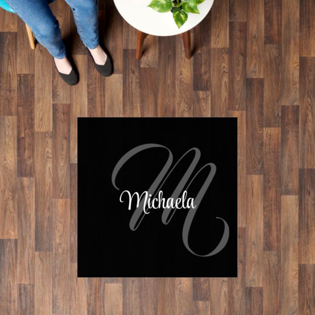 Minimalistic modern monogram initial name floor decals (Floor)