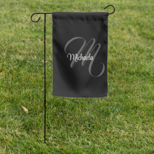 Minimalistic modern monogram initial name garden flag