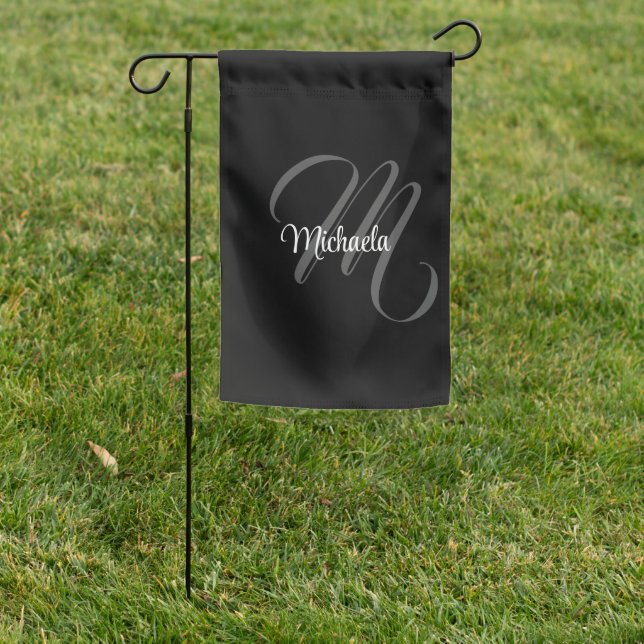 Minimalistic modern monogram initial name garden flag (In SItu)