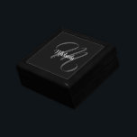 Minimalistic modern monogram initial name gift box<br><div class="desc">Minimalistic modern monogram initial name black white. Personalizable custom name with a cursive initial behind on a black color.</div>