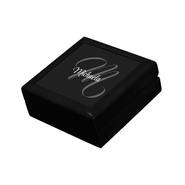 Minimalistic modern monogram initial name gift box (Side)