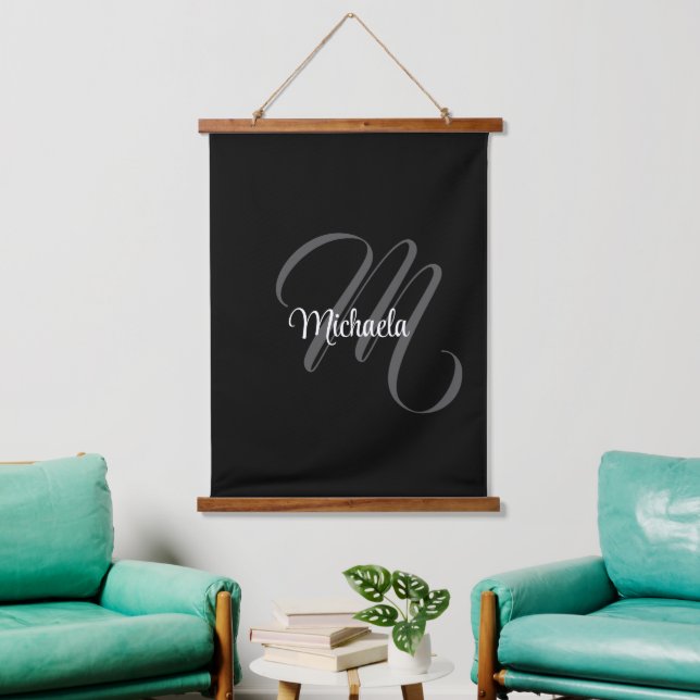 Minimalistic modern monogram initial name hanging tapestry (Living Room)