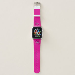 Minimalistic modern monogram initial name hot pink apple watch band