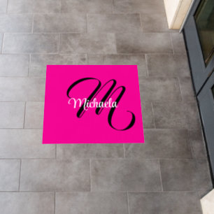 Minimalistic modern monogram initial name hot pink floor decals
