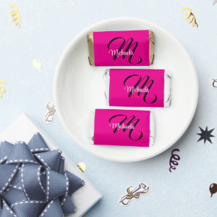 Minimalistic modern monogram initial name hot pink hershey's miniatures
