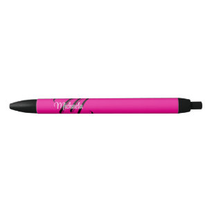 Minimalistic modern monogram initial name hot pink pen