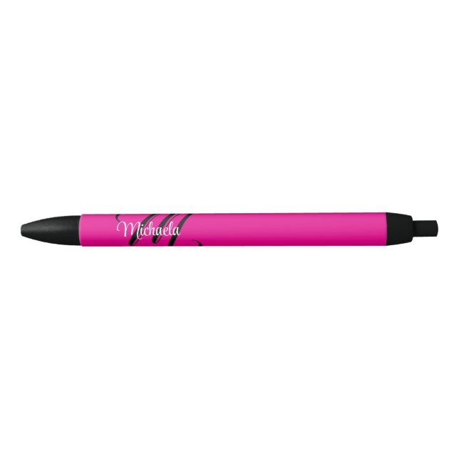 Minimalistic modern monogram initial name hot pink pen (Front)