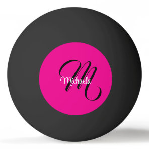 Minimalistic modern monogram initial name hot pink ping pong ball