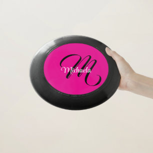 Minimalistic modern monogram initial name hot pink Wham-O frisbee