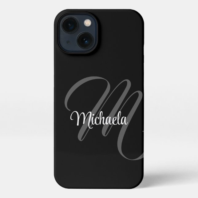 Minimalistic modern monogram initial name iPhone case (Back)