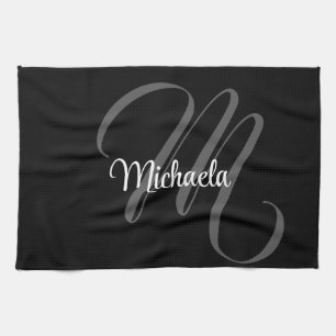 Minimalistic modern monogram initial name kitchen towel