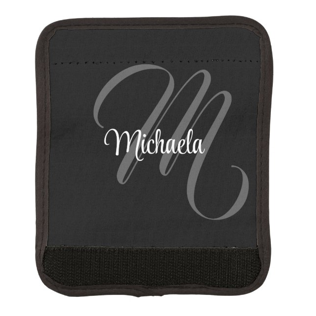 Minimalistic modern monogram initial name luggage handle wrap (Front)