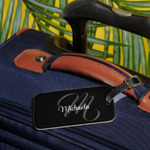 Minimalistic modern monogram initial name luggage tag