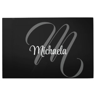 Minimalistic modern monogram initial name metal print