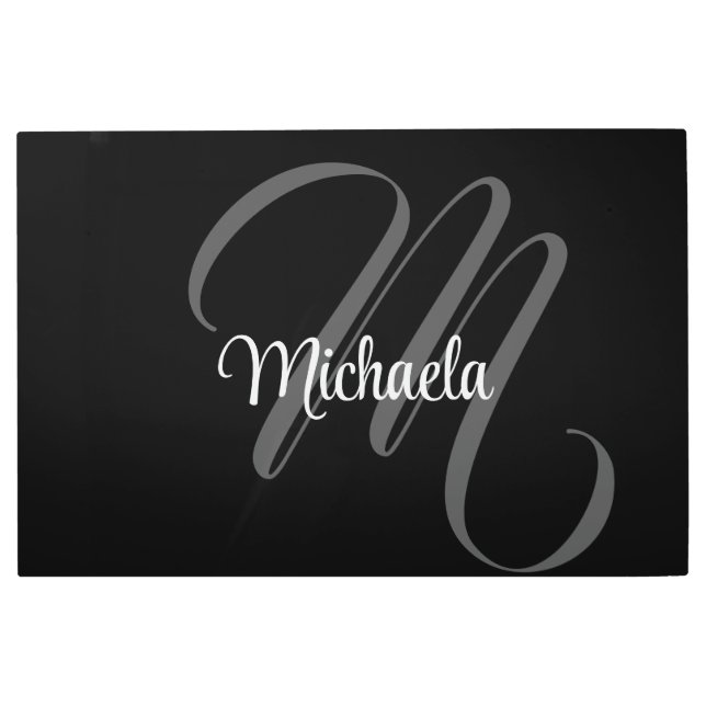 Minimalistic modern monogram initial name metal print (Front)