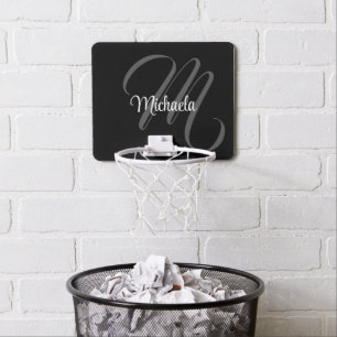 Minimalistic modern monogram initial name mini basketball hoop