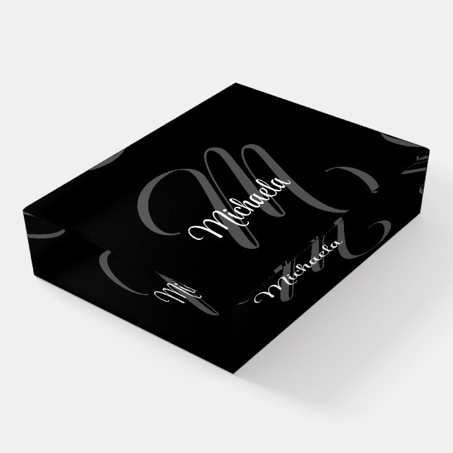 Minimalistic modern monogram initial name paperweight (Angled)