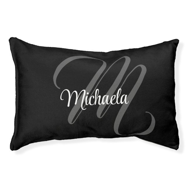 Minimalistic modern monogram initial name pet bed (Front)