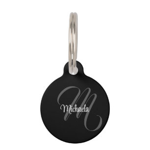 Minimalistic modern monogram initial name pet ID tag