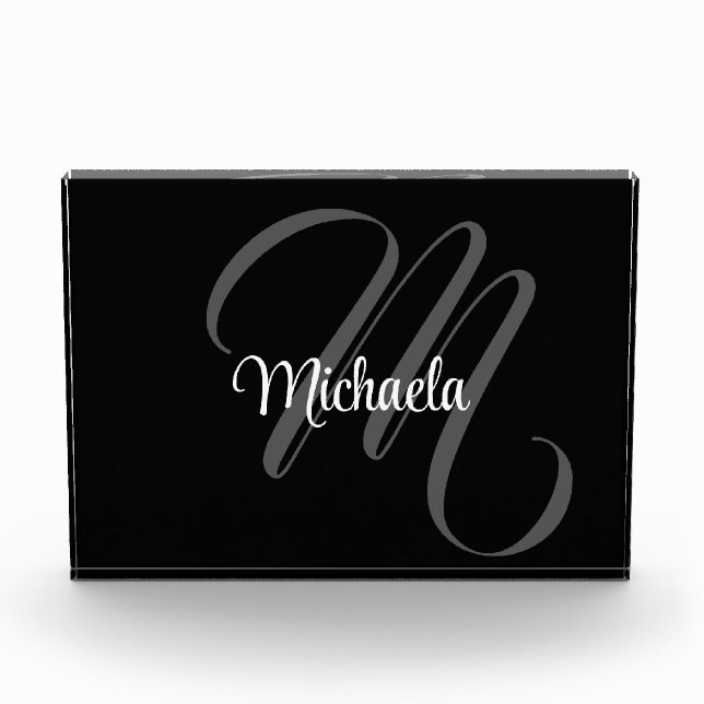 Minimalistic modern monogram initial name photo block (Front)