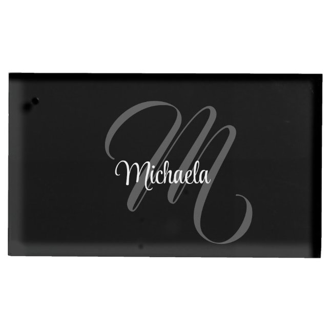 Minimalistic modern monogram initial name place card holder (Front)