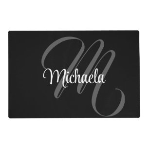 Minimalistic modern monogram initial name placemat