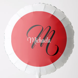Minimalistic modern monogram initial name red balloon